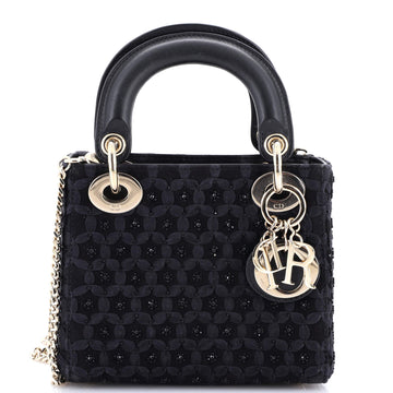 Christian Dior Lady Dior Chain Bag Embellished Satin Mini