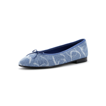 Chanel Women's Cap Toe Bow Ballerina Flats Printed Denim