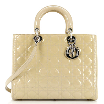 Christian Dior Lady Dior Bag Cannage Quilt Patent Large