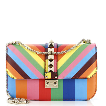 Valentino Garavani 1973 Glam Lock Shoulder Bag Striped Leather Medium