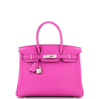 Hermes Birkin Handbag Pink Novillo with Palladium Hardware 30