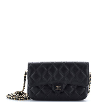Chanel Classic Flap Phone Holder with Chain Quilted Caviar