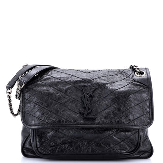 Saint Laurent Niki Chain Flap Bag Matelasse Chevron Leather Medium