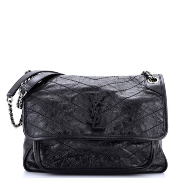 Saint Laurent Niki Chain Flap Bag Matelasse Chevron Leather Medium