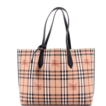 Burberry Reversible Tote Haymarket Coated Canvas and Leather Medium