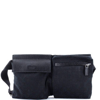 Gucci Vintage Double Belt Bag GG Denim