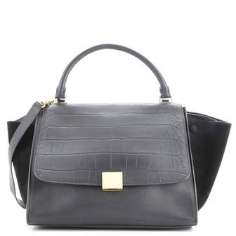 Celine Trapeze Bag Crocodile Embossed Leather Medium