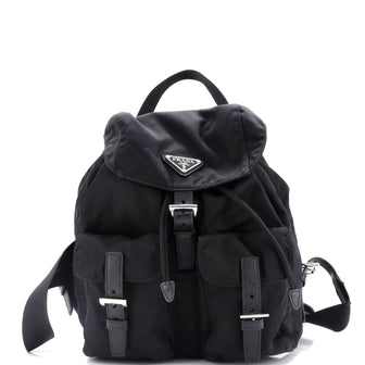 Prada Double Front Pocket Backpack Tessuto Small