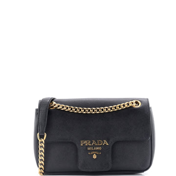 Prada Pattina Flap Shoulder Bag Saffiano Leather Small