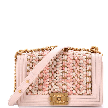 Chanel Boy Flap Bag Braided Tweed Old Medium
