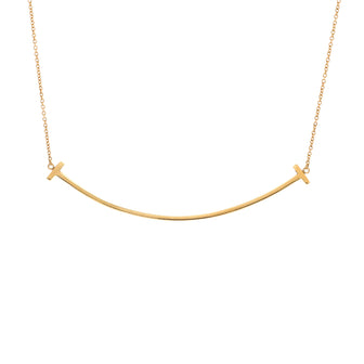 Tiffany & Co. T Smile Pendant Necklace 18K Yellow Gold Large