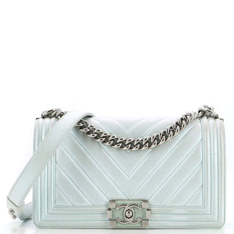 Chanel Boy Flap Bag Iridescent Chevron Lambskin Old Medium