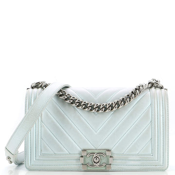 Chanel Boy Flap Bag Iridescent Chevron Lambskin Old Medium