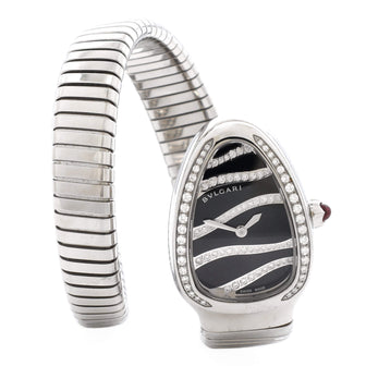 Bvlgari Serpenti Tubogas Single Spiral Quartz Watch Stainless Steel with Diamond Bezel and Dial 23