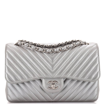 Chanel Classic Double Flap Bag Chevron Caviar Jumbo