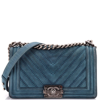 Chanel Boy Flap Bag Chevron Nubuck Old Medium