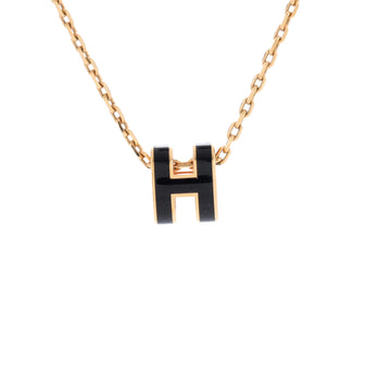 Hermes Pop H Pendant Chain Necklace Metal and Enamel Mini