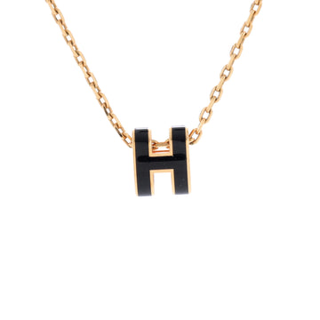 Hermes Pop H Pendant Chain Necklace Metal and Enamel Mini