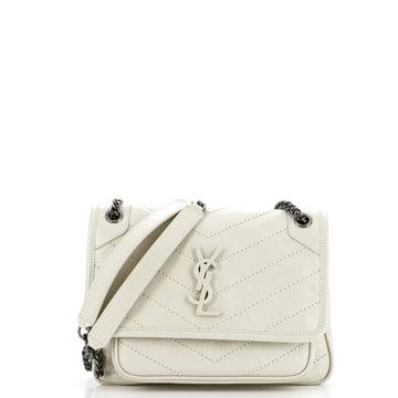 Saint Laurent Niki Chain Flap Bag Matelasse Chevron Leather Baby