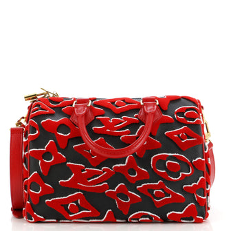 Louis Vuitton Speedy Bandouliere Bag Limited Edition Urs Fischer Tufted Monogram Canvas 25