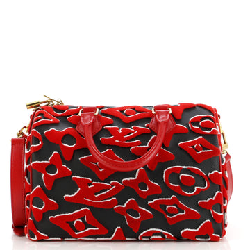 Louis Vuitton Speedy Bandouliere Bag Limited Edition Urs Fischer Tufted Monogram Canvas 25