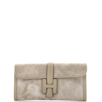 Hermes Jige Elan Clutch Doblis Suede 29