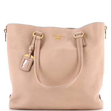 Prada Side Zip Shopper Tote Vitello Daino Large