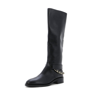 Chanel Women's CC Chain Knee High Riding Boots Leather