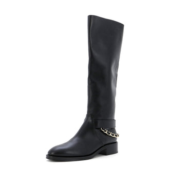 Chanel Women's CC Chain Knee High Riding Boots Leather