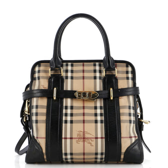 Burberry Minford Satchel Haymarket Coated Canvas Medium