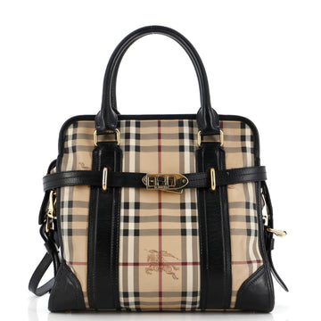 Burberry Minford Satchel Haymarket Coated Canvas Medium