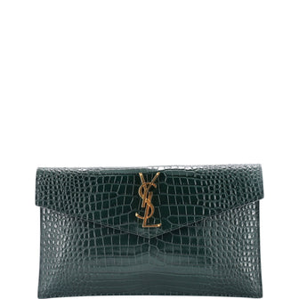 Saint Laurent Uptown Pouch Crocodile Embossed Leather