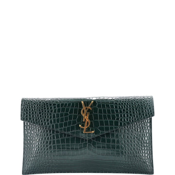 Saint Laurent Uptown Pouch Crocodile Embossed Leather