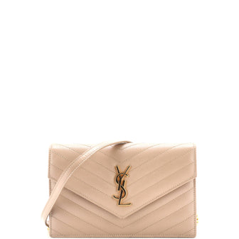 Saint Laurent Classic Monogram Wallet on Chain Matelasse Chevron Leather Small