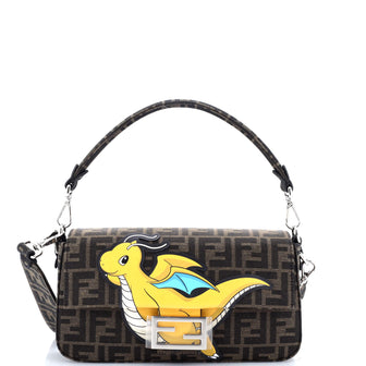Fendi x FRGMT Pokemon Baguette NM Bag Embellished Zucca Canvas Medium