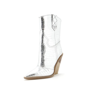 Fendi Women's Cutwalk Ankle Boots Crocodile Embossed Leather