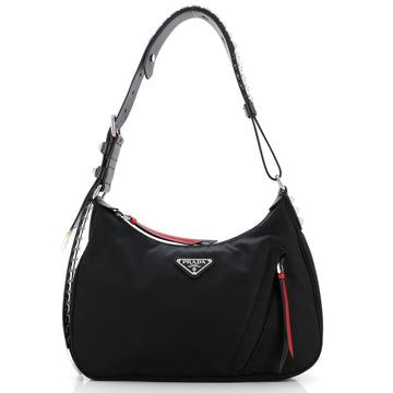 Prada New Vela Hobo Tessuto with Studded Leather Medium