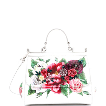 Dolce & Gabbana Miss Sicily Bag Embellished Printed Leather Medium
