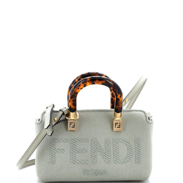 Fendi Logo By The Way Top Handle Bag Embroidered Canvas Mini