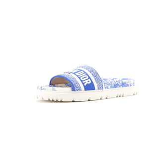 Christian Dior Women's Dway Slide Sandals Embroidered Canvas and Rubber