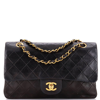 Chanel Vintage Classic Double Flap Bag Quilted Lambskin Medium