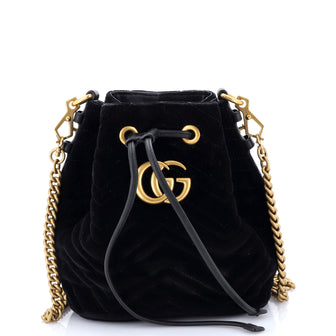 Gucci GG Marmont Bucket Bag Matelasse Velvet Small