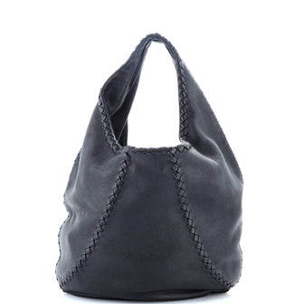 Bottega Veneta Baseball Hobo Leather with Intrecciato Detail Medium