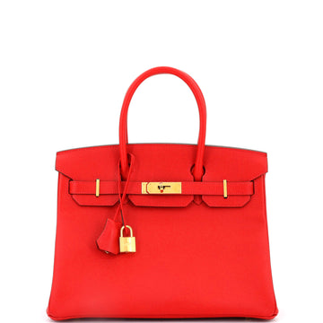 Hermes Birkin Handbag Red Epsom with Gold Hardware 30