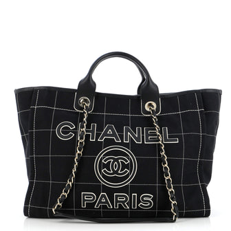 Chanel Deauville NM Tote Square Stitched Canvas Medium
