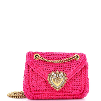 Dolce & Gabbana Devotion Crossbody Bag Raffia Crochet Medium