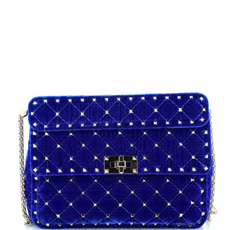 Valentino Garavani Rockstud Spike Flap Bag Quilted Velvet Medium