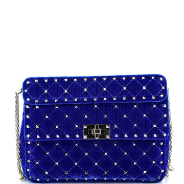 Valentino Garavani Rockstud Spike Flap Bag Quilted Velvet Medium