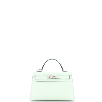 Hermes Kelly Mini II Bag Green Epsom with Palladium Hardware 20