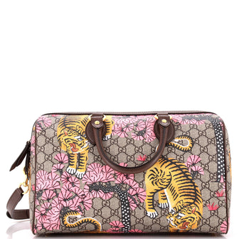 Gucci Boston Bag Bengal Print GG Coated Canvas Medium